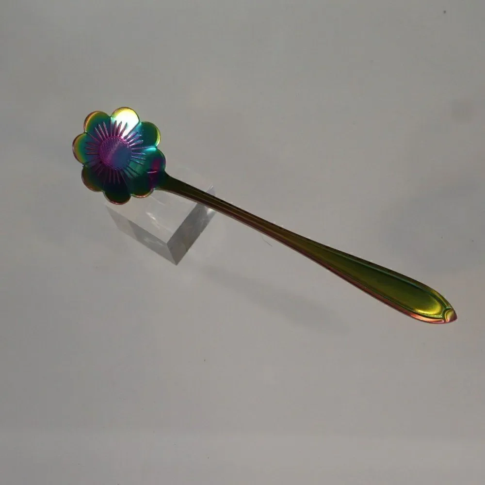 Flower Spoon Set Rainbow Color Stainless Steel Tableware Creative Coffee Spoons